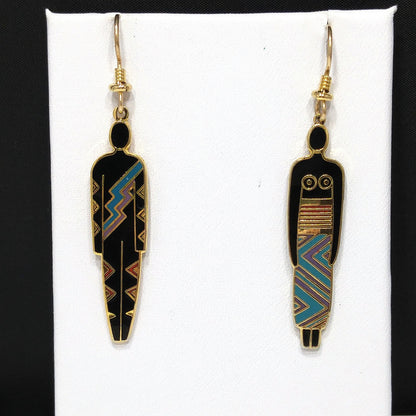 Laurel Burch "Man" & "Woman" Tribal Earrings, Gold Plated, 1980s Vintage Jewelry