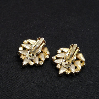 Weiss Aurora Borealis Teardrop Rhinestone Earrings, Gold Plated, 1950s Vintage Jewelry