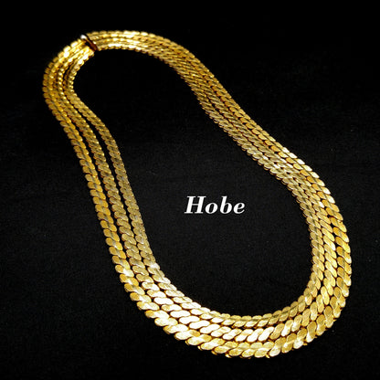 Hobe Curb Chain Necklace, Three Strands, Gold Plated, 1960s Vintage Jewelry
