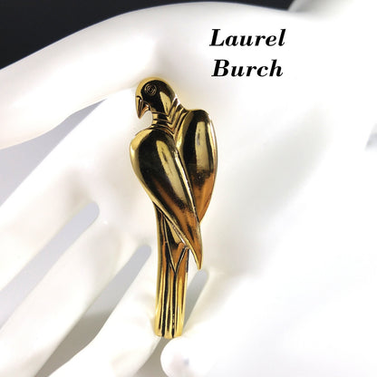 Laurel Burch Parrot Brooch & Pendant, Gold Plated, 1980s Vintage Jewelry