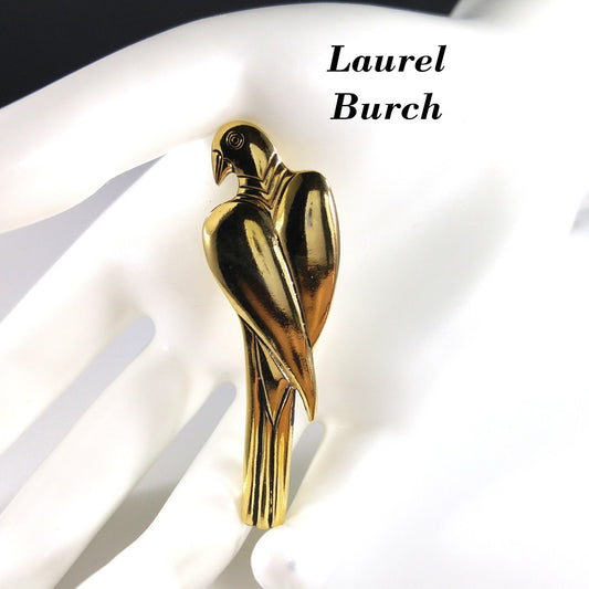 Laurel Burch Parrot Brooch & Pendant, Gold Plated, 1980s Vintage Jewelry