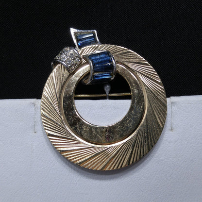Boucher Blue & Clear Rhinestone Brooch, Number 5534, 1950s Vintage Jewelry