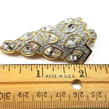 Swarovski Christmas Tree Brooch, 1996 Collectible, Skewed Navette Rhinestones, Vintage Jewelry