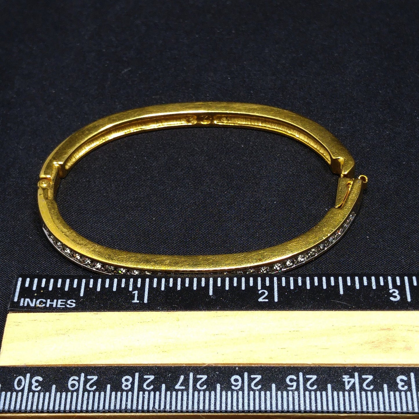 Vintage Swarovski Gold Plated Bangle Bracelet with Crystal Rhinestones, Swan Logo