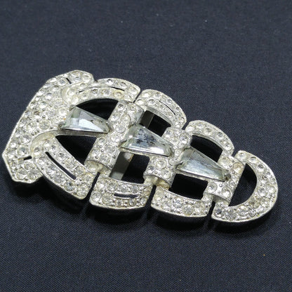 Vintage Clear Rhinestone Ladies Belt Buckle, Pot Metal, 1930s Vintage Accessories