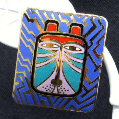 Laurel Burch "Toshio" Post Earrings, Gold Plated & Enamel Cloisonné, 1980s Vintage Jewelry