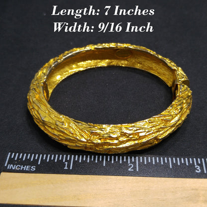 Vintage Hattie Carnegie Hinged Clamper Bracelet, Gold Plated, 1970s