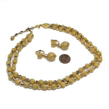 Crown Trifari Brutalist Necklace & Earrings, Electra Trifanium, 1960s Vintage Jewelry