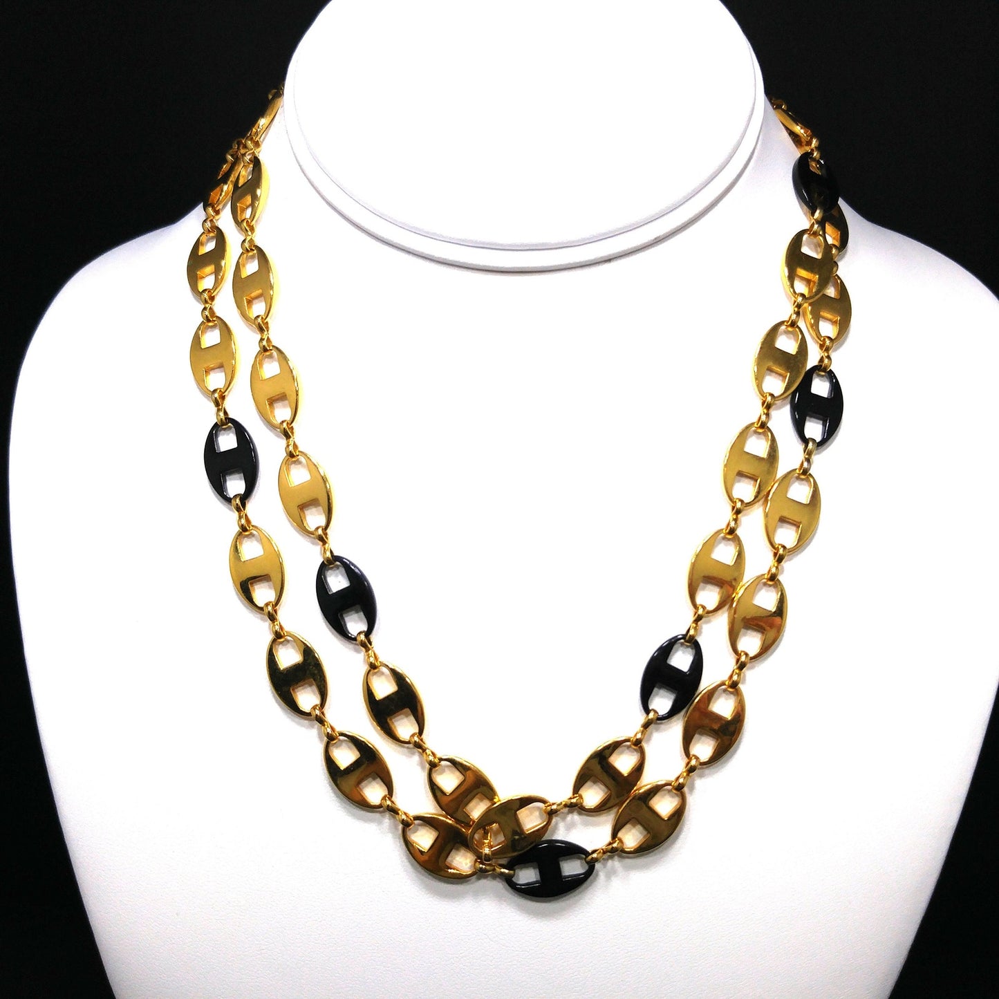 Jackie Kennedy Replica Necklace – Camrose & Kross JBK Gold Black Enamel Links, 1990s