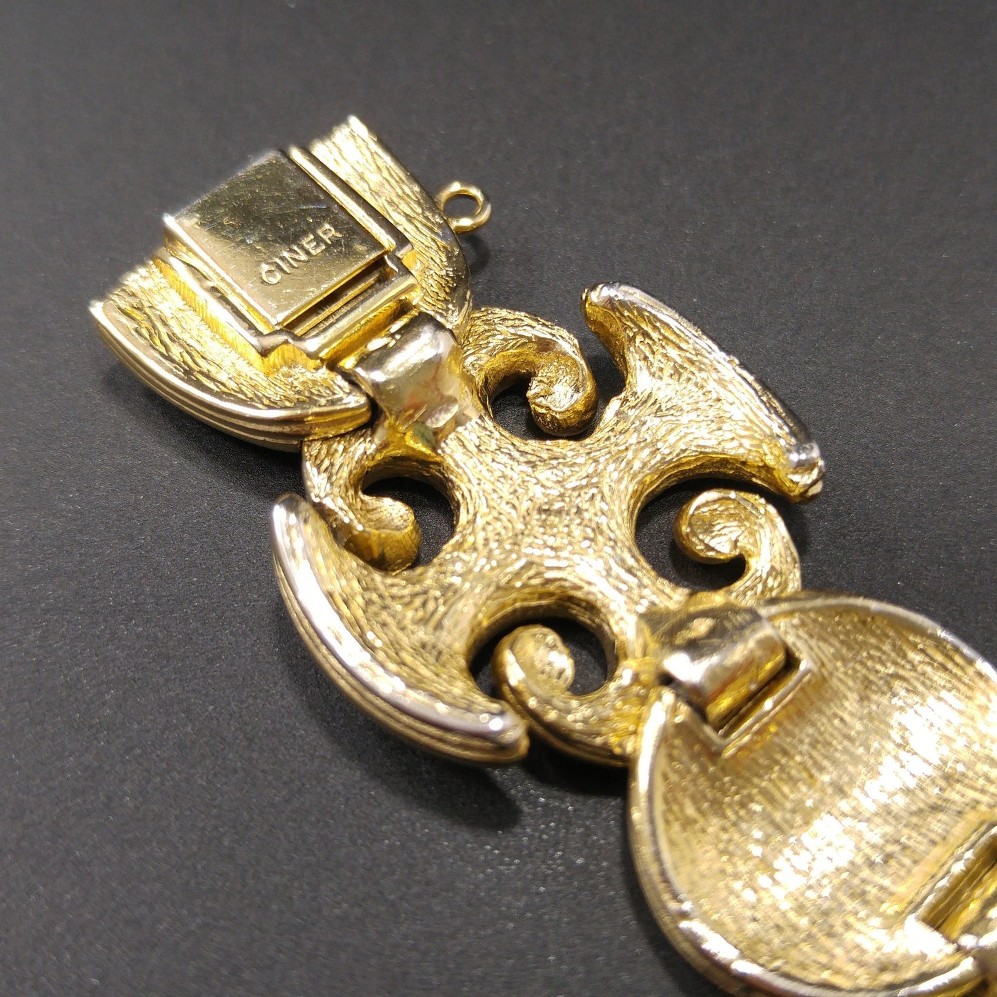 Vintage CINER Maltese Cross Bracelet, 22K Gold Plated, Silver Gold Tone