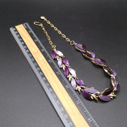Purple Lavender Lucite Choker Necklace, Mid-Century, Gold Tone, 1950s Vintage Jewelry