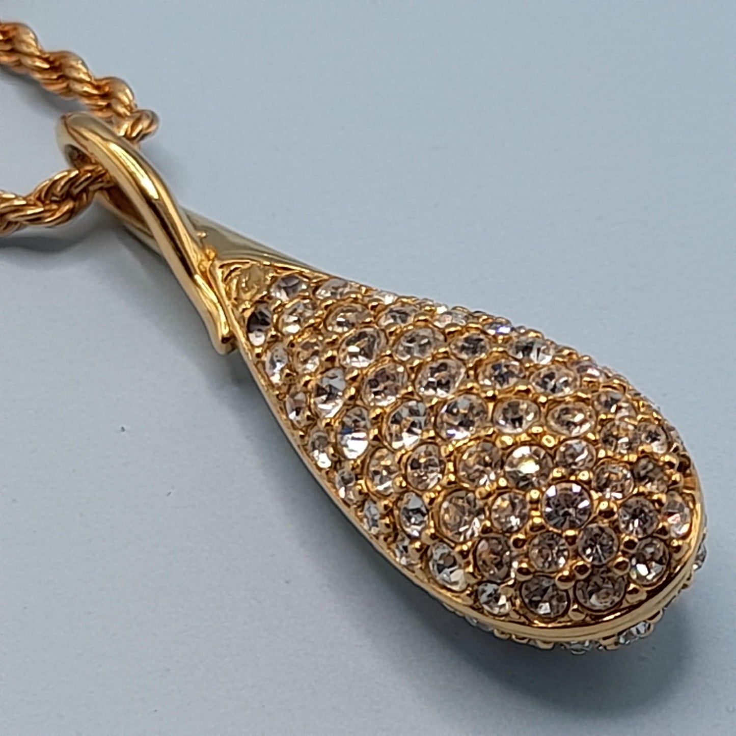 Swarovski Clear Rhinestone Long Pendant Necklace, 30 Inches, Swan Logo