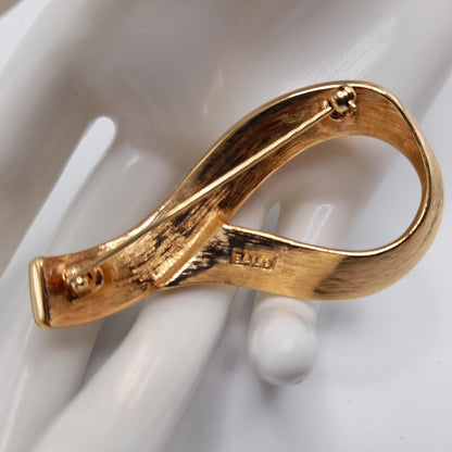 Swarovski Baguette Rhinestone Brooch, Signed S. A. L., Gold Plated, 1960s Vintage Jewelry