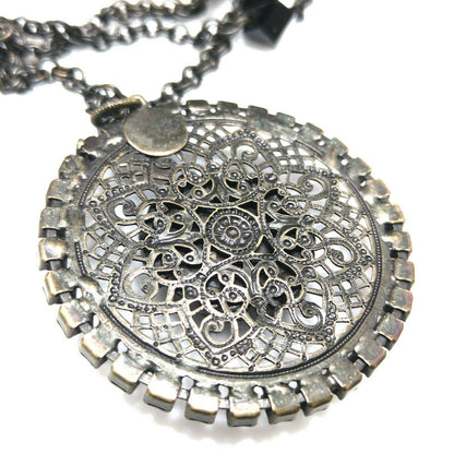 Liz Palacios Black Rhinestone Pendant Necklace, Multi-Strand, Vintage Jewelry
