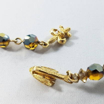 Vendome Necklace Aurora Borealis Mink Brown Swarovski Crystal Single Strand
