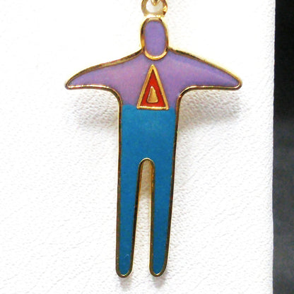 Vintage Laurel Burch Person Enamel 1980s Earrings, Gold Plated
