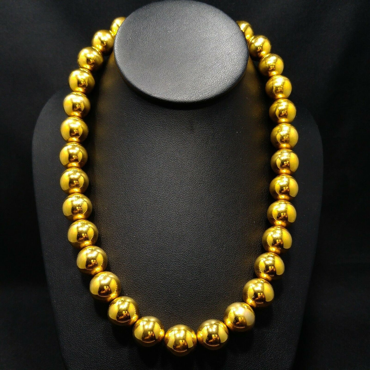 Vintage Monet Gold Plated Beaded Necklace 15mm Beads 1950s–1960s
