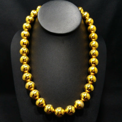Vintage Monet Gold Plated Beaded Necklace 15mm Beads 1950s–1960s