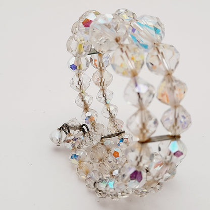 Vintage 1950s Clear Aurora Borealis Crystal Two Strand Bracelet – 6 3/4 Inches