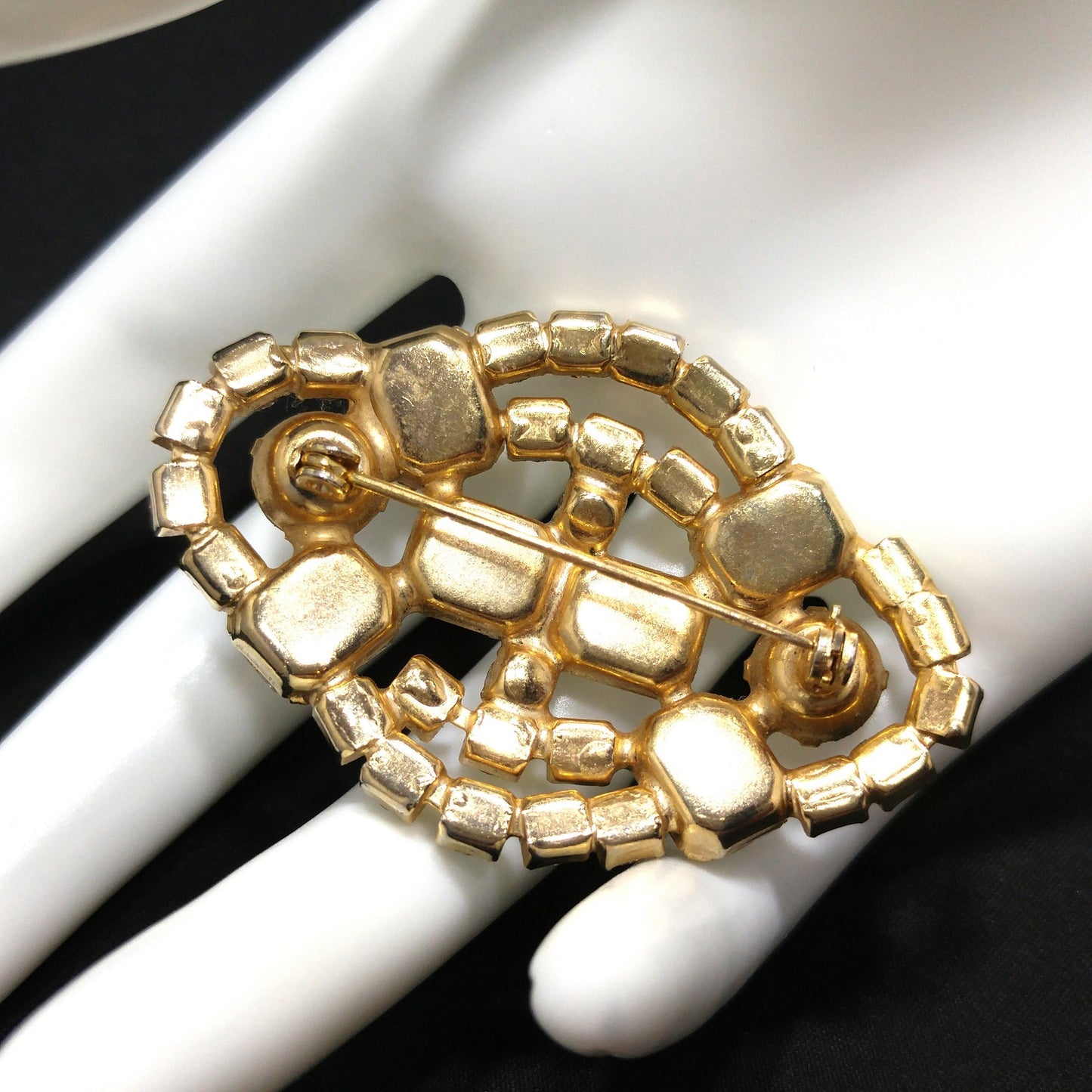 Clear Aurora Borealis Brooch, Gold Plated, 1960s Vintage Jewelry