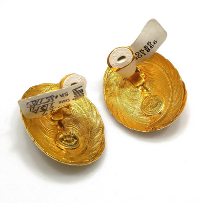 Vintage Dominique Aurientis Paris Large Clip Earrings, Gold Plated, Vintage New With Tags