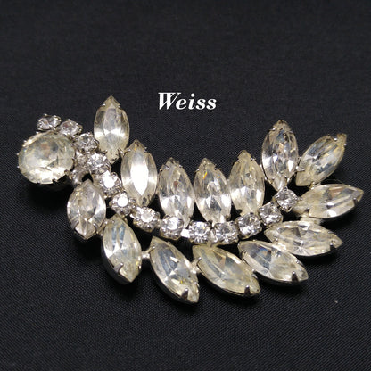 Weiss Clear Floral Spray Brooch, Wedding Jewelry, 1960s Vintage Jewelry