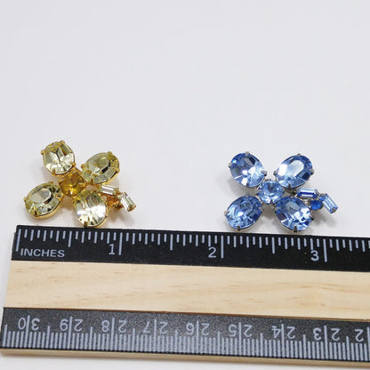 Vintage Weiss Two Set Crystal Brooches, 1947 Signed Weissco 1940 Vintage Jewelry