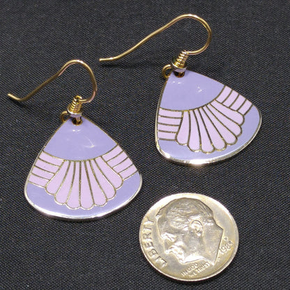 Vintage Laurel Burch Waterfall Purple Pink Drop Earrings, Gold Plated