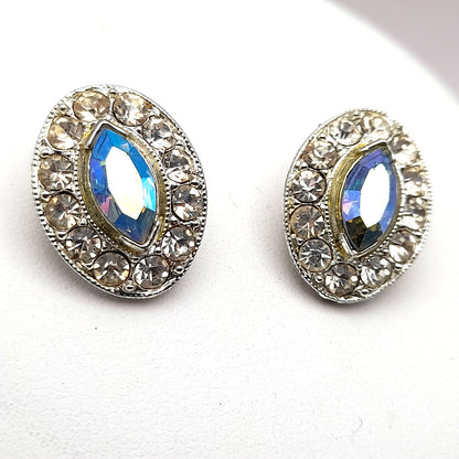 Bogoff Blue Rhinestone Rhodium Plated Choker Necklace Clip Earrings Set