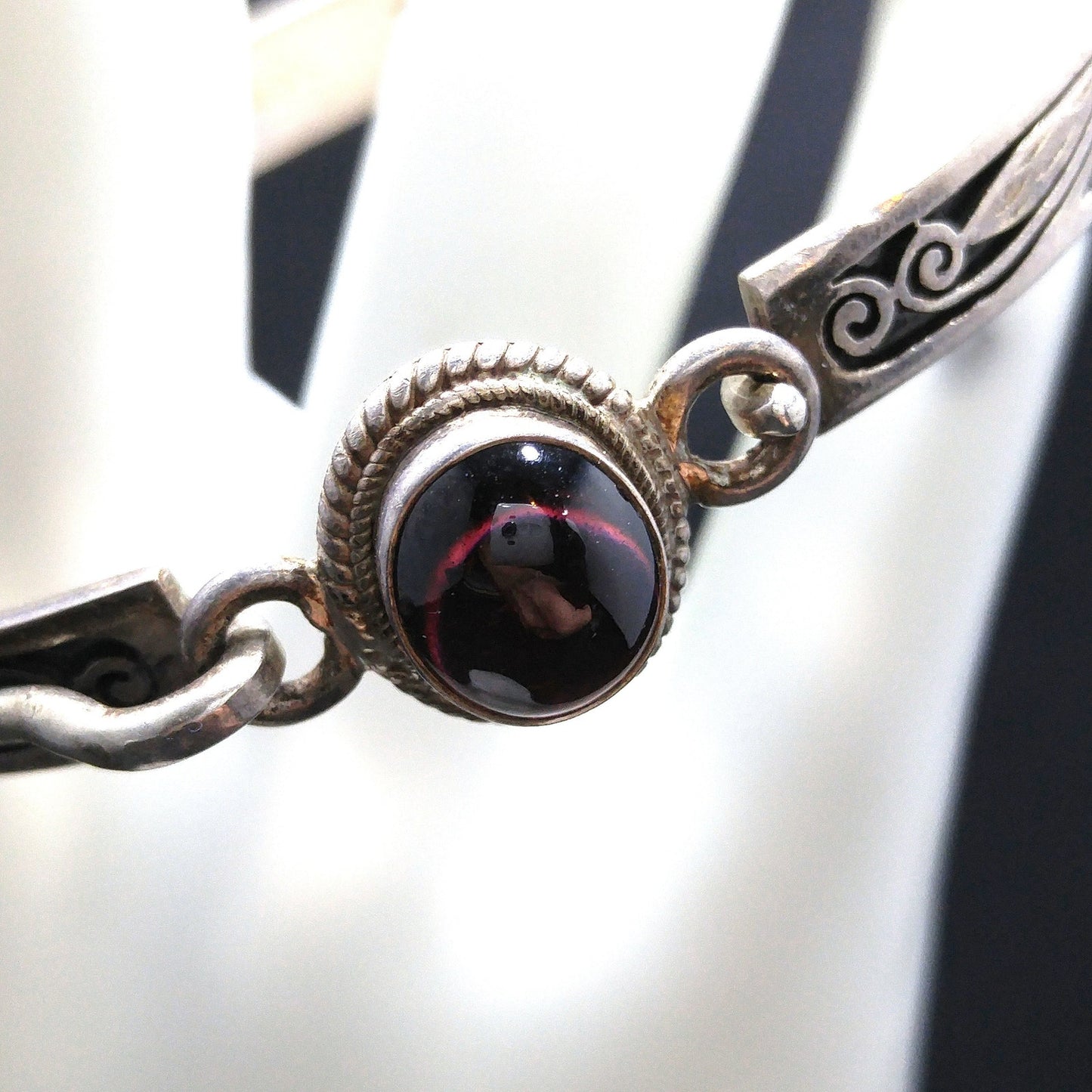 Silver Tourmaline Bracelet, Stamped 925, 1970s Vintage Bracelet