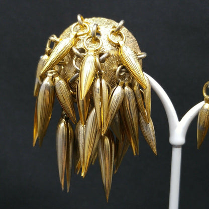 Hattie Carnegie Atomic Earrings, Gold Plated, Mid-Century Modern Vintage Jewelry