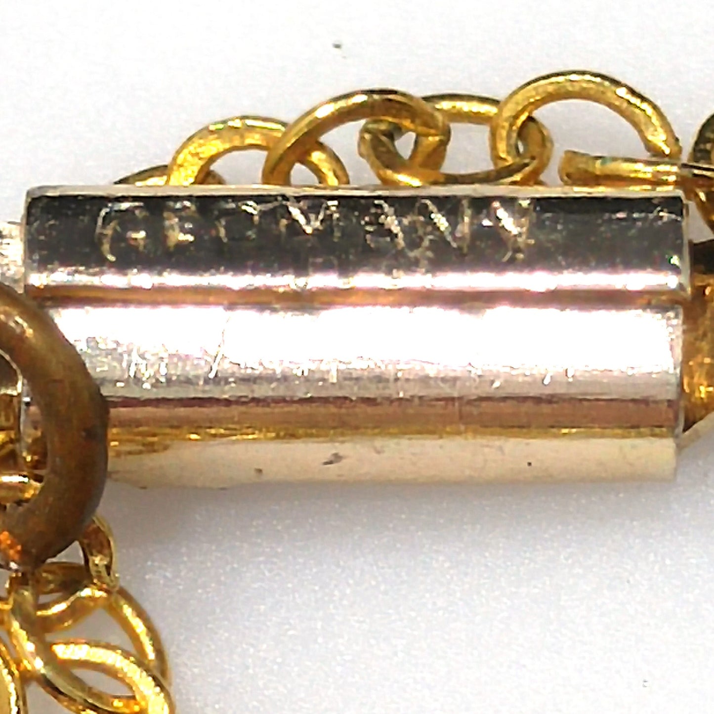 German Pink Gold Glitter Robins Egg Bracelet & Necklace, 1950s Vintage Jewelry