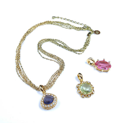 Vintage Nolan Miller Necklace & Three Austrian Crystal Pendants, 1990s
