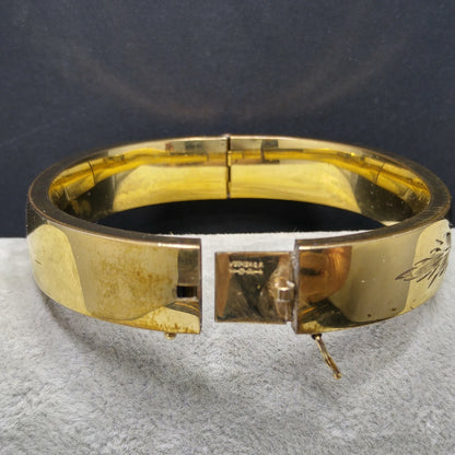 Carl-Art 12K Gold Filled Hinged Bracelet, Art Deco, 1930s Vintage Jewelry