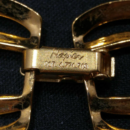 Vintage Napier Gold Tone Chunky Link Necklace 16" Wide Choker Pat. 4,774,743