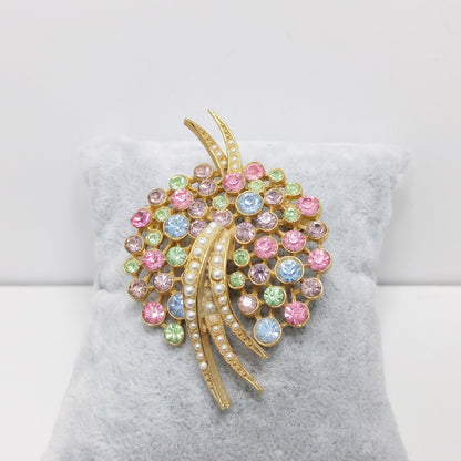 Vintage Arthur Pepper's "Art" Pastel Brooch, Gold Plated, 1950s Vintage Jewelry