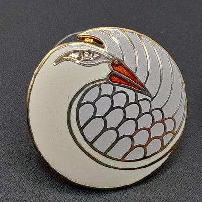 Vintage Laurel Burch Mynah Bird Earrings, Cream Orange Enamel, Gold Plated, 3/4 Inch