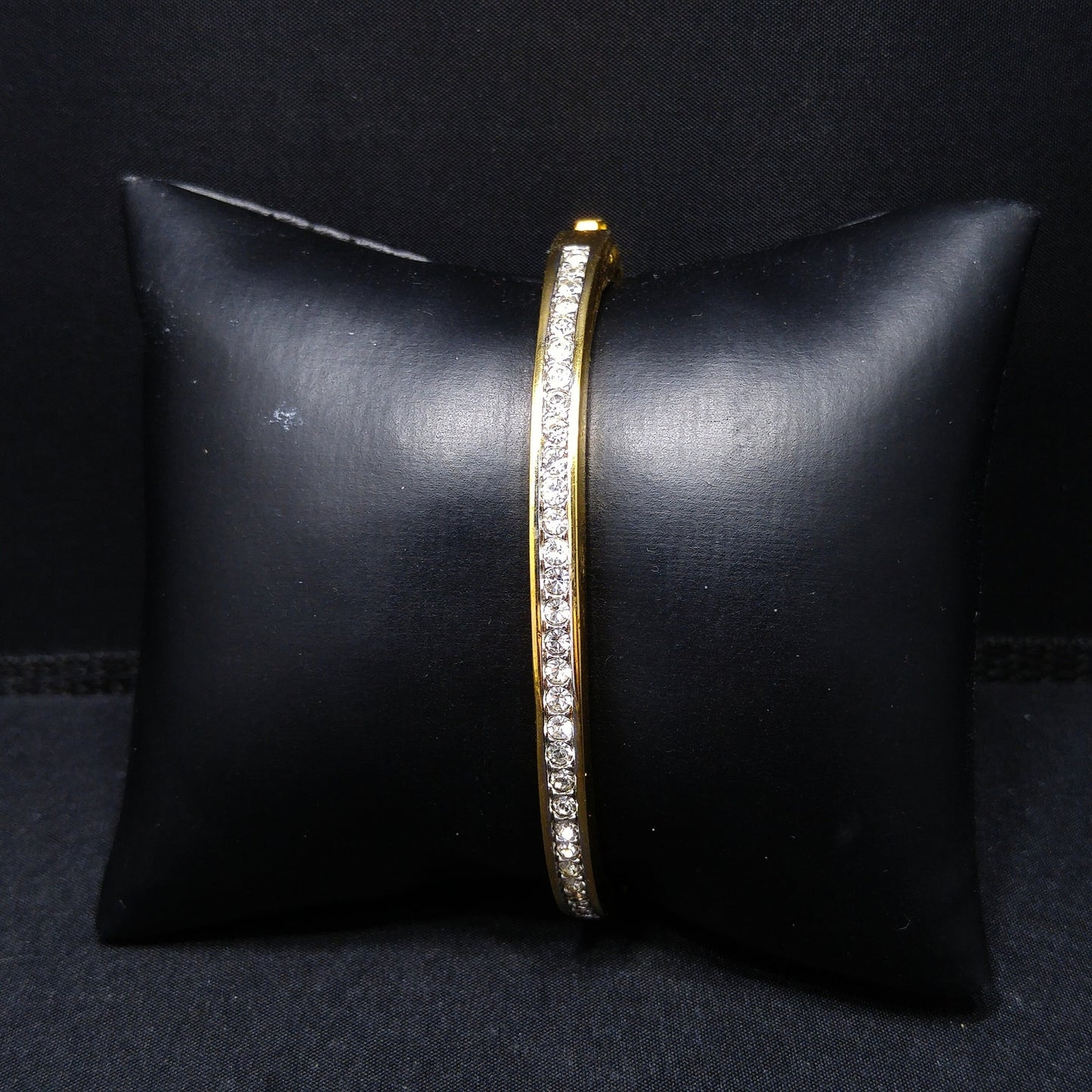 Vintage Swarovski Gold Plated Bangle Bracelet with Crystal Rhinestones, Swan Logo