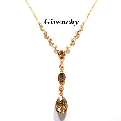 Givenchy Topaz Rhinestone Drop Necklace, Gold Plated, 1990s Vintage Jewelry