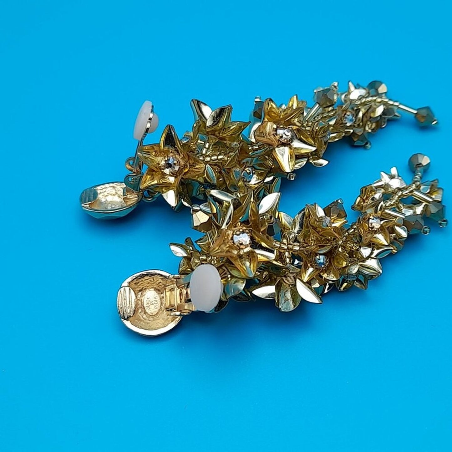 Oscar de la Renta Flower Vine Clip-On Earrings