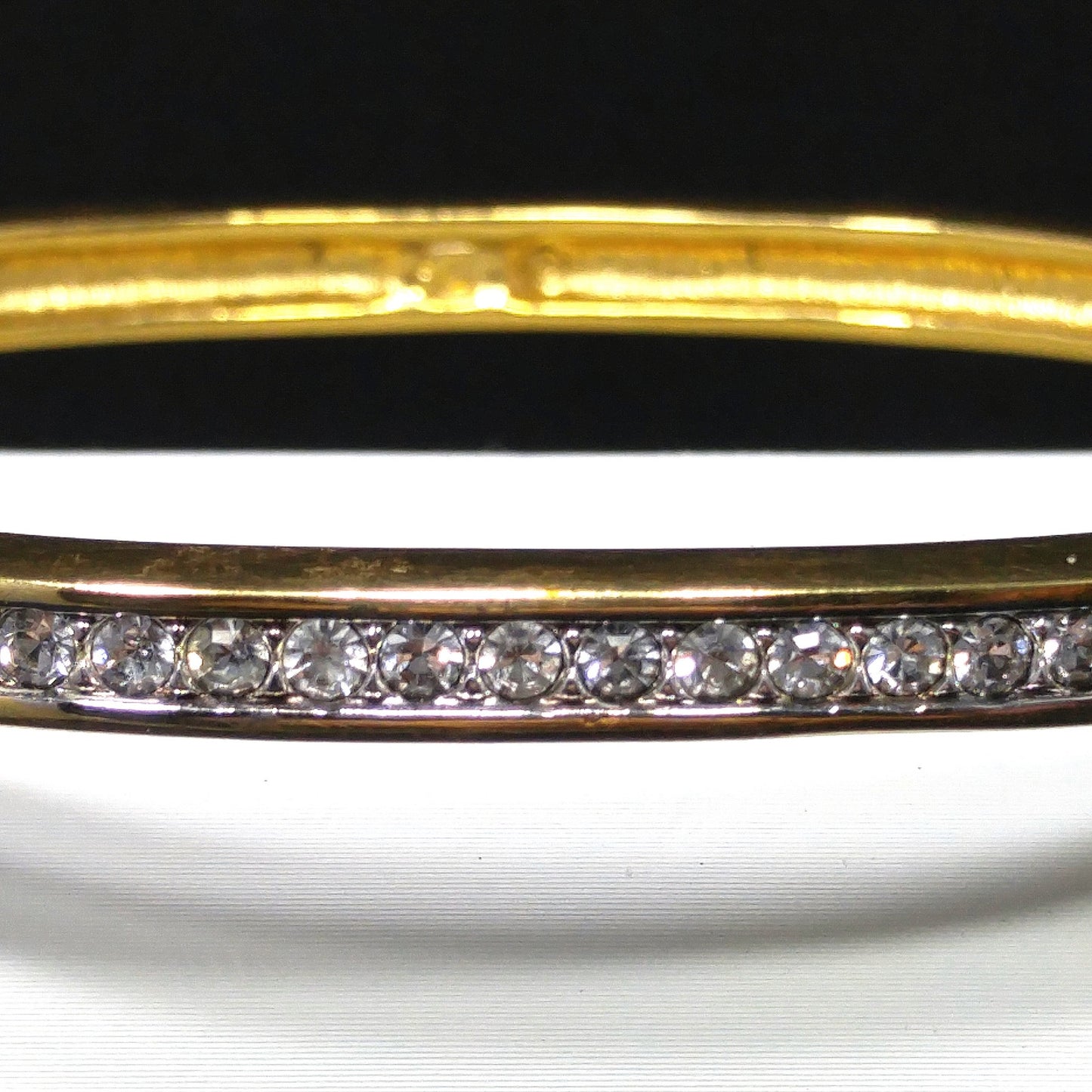 Vintage Swarovski Gold Plated Bangle Bracelet with Crystal Rhinestones, Swan Logo