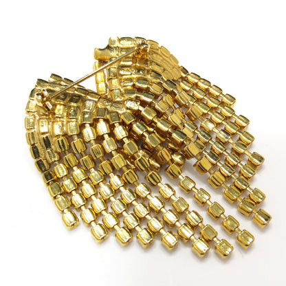 Vintage Rhinestone Dangle Brooch, Gold Plated, 1960s Vintage Jewelry, 2 1/2 Inches
