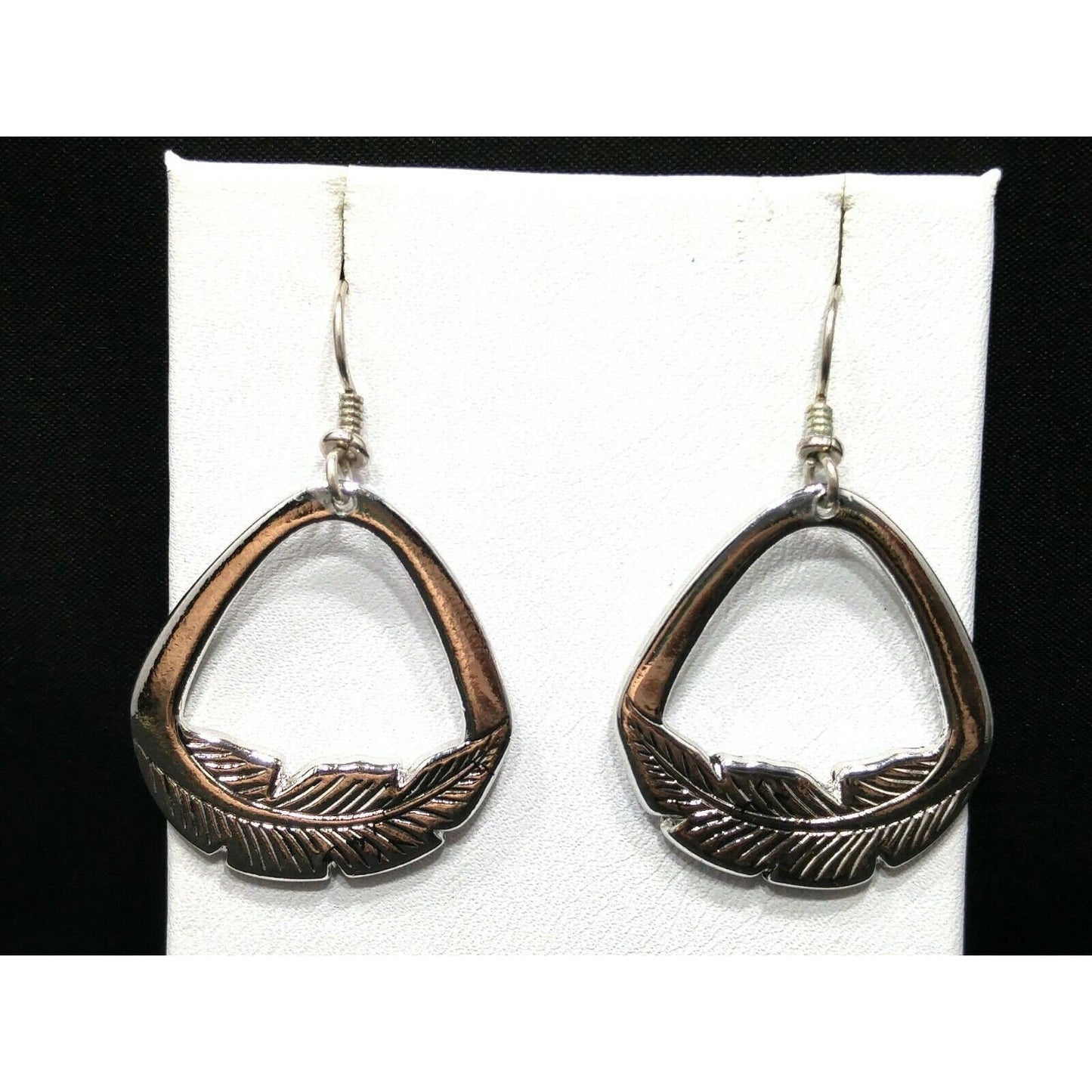 Laurel Burch Palm Leaf Dangle Earrings, Rhodium Plated, 1980s Vintage Jewelry