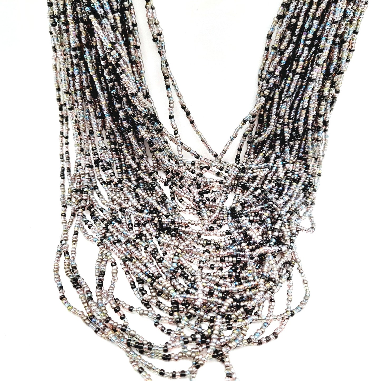 Vintage Joan Rivers Multistrand Purple Blue Silver Beaded Necklace