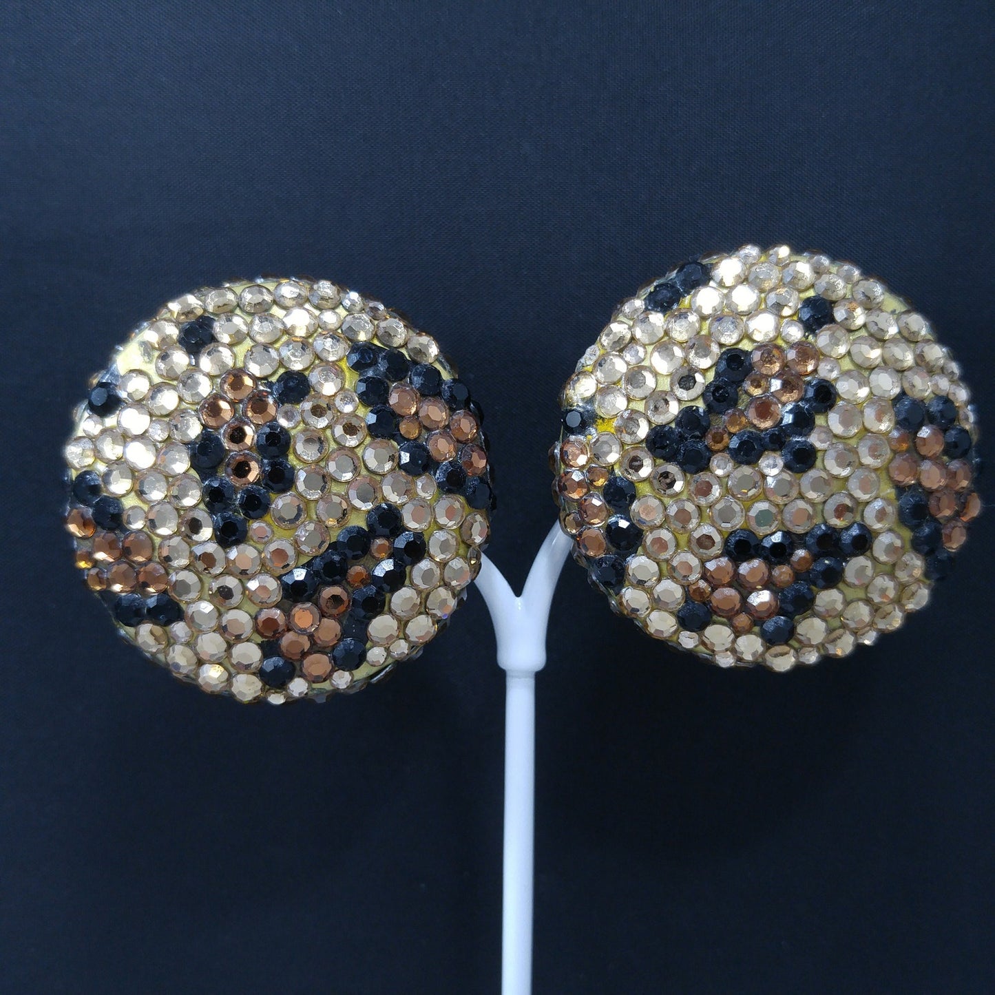 Vintage Richard Kerr 1980s Statement Earrings – Swarovski Crystal Animal Print