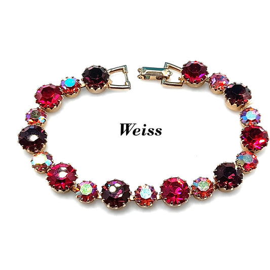Vintage Weiss Hot Pink Purple Bracelet, Aurora Borealis Rhinestones, 1960s Vintage Jewelry
