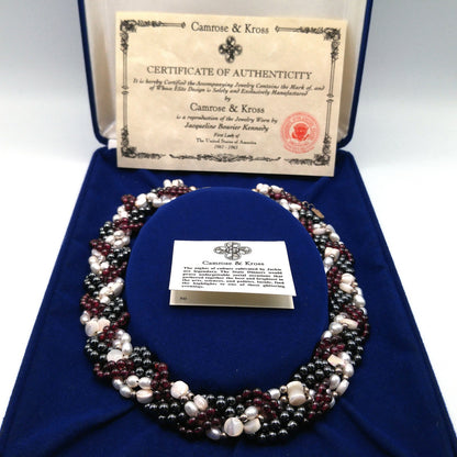 Jackie Kennedy Replica Necklace – Camrose & Kross JBK Garnet Pearl Hematite, 1990s