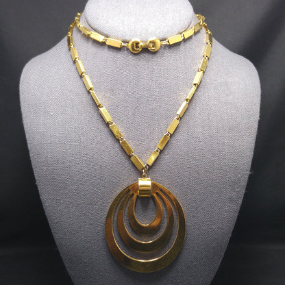 Monet Pendant Necklace, Gold Plated, Book Piece, 1960s Vintage Jewelry