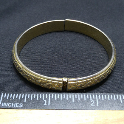 Whiting & Davis Hinged Floral Bracelet, Gold Plated, 1960s Vintage Jewelry