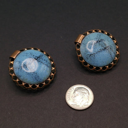 Vintage Matisse Enamel Copper Earrings 1950s 1960s Mid-Century Modern Signed